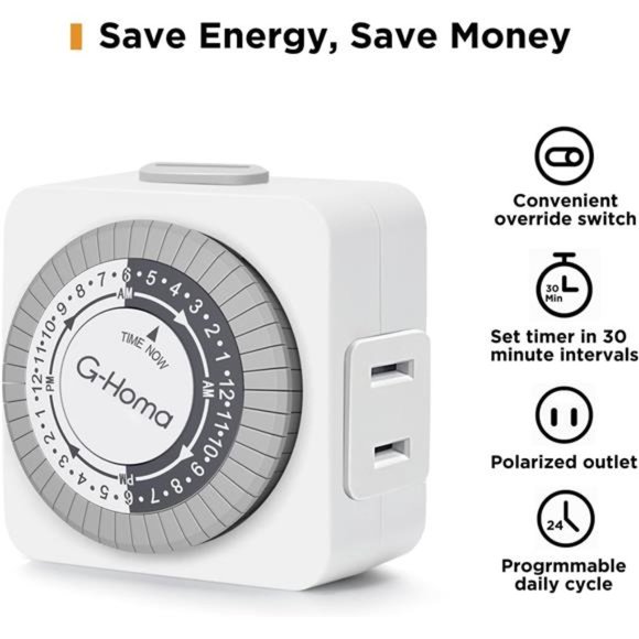 Timers, 24 Hour Indoor Plug-in Mechanical Timer 2 Prong 2 Pack - Picture 3 of 6